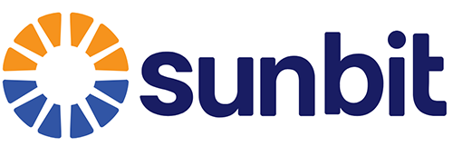 The image shows a logo with the text  SUNBIT  below it, set against a background that includes a partial view of the sun and some indistinct elements.